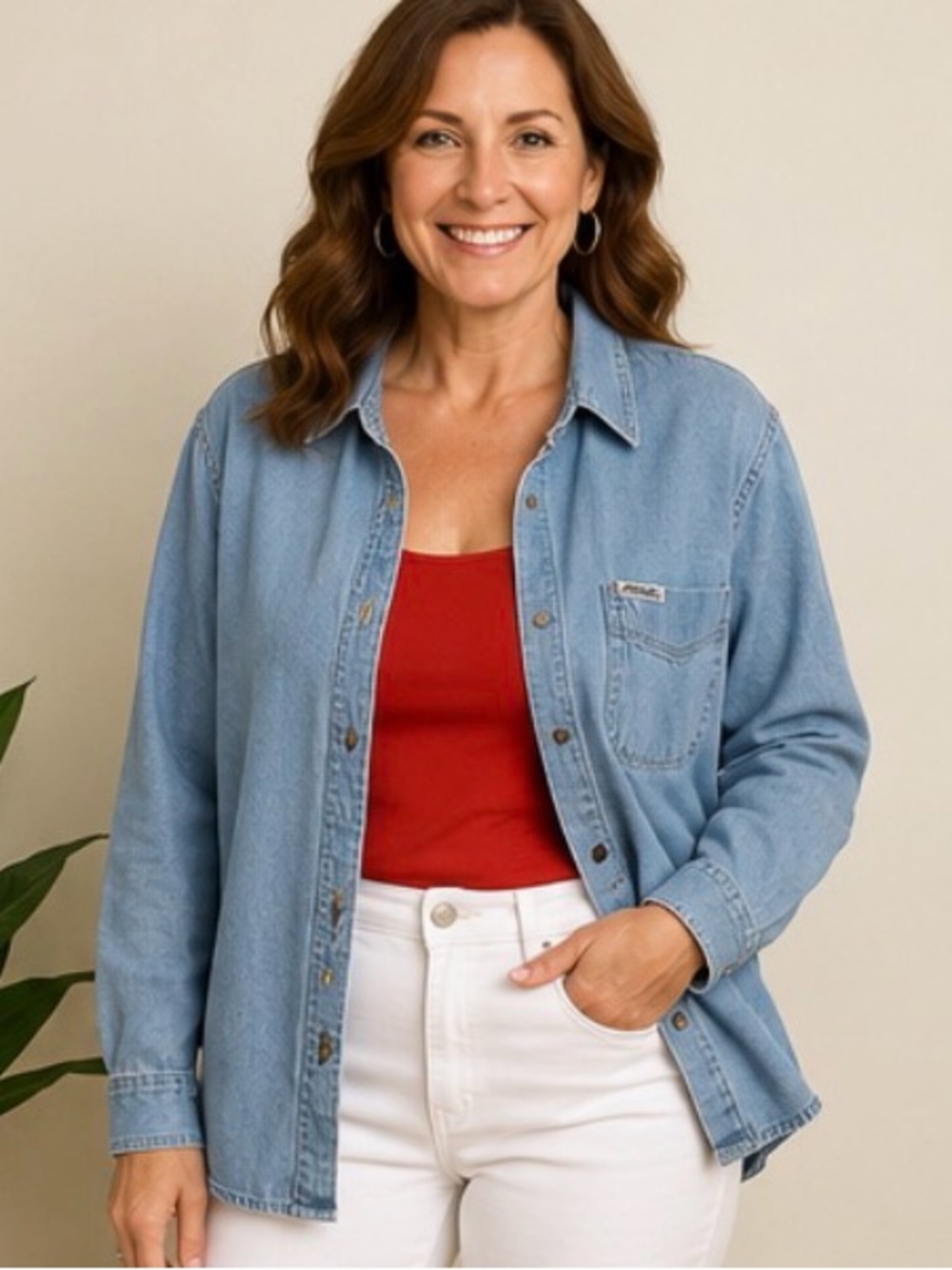 Vintage Jordache Denim Button Down Shirt – 100% Cotton Light Wash Overshirt